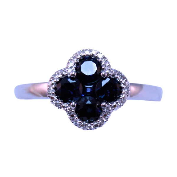 Кольцо из белого золота с сапфирами и бриллиантами